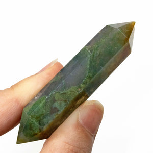 Moss Agate Double Point - Sparkle Rock Pop