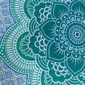 Mandala Tapestry - Teal Flower - Sparkle Rock Pop