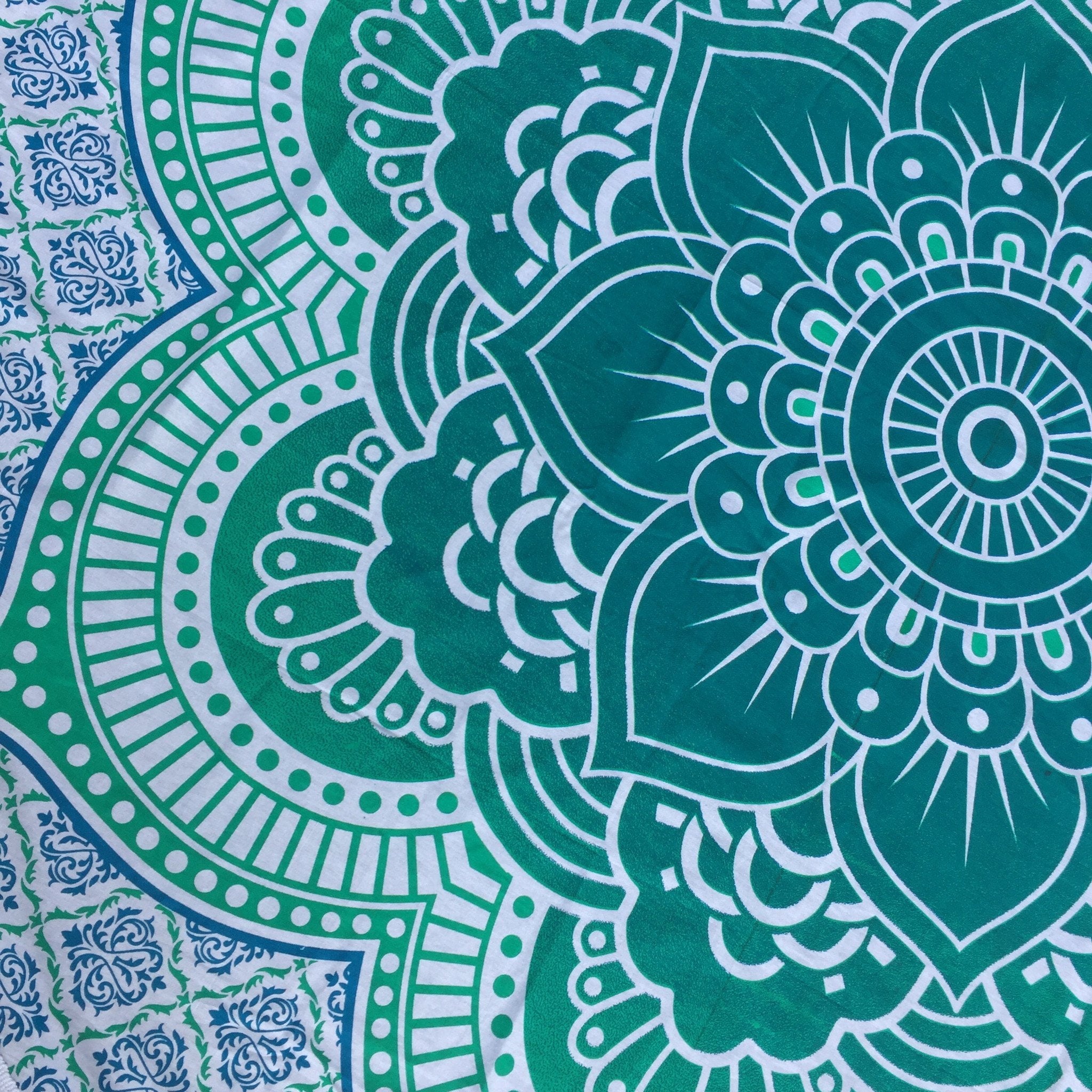 Mandala Tapestry - Teal Flower - Sparkle Rock Pop
