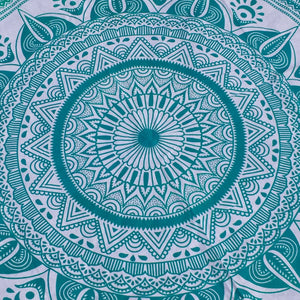 Teal Tapestry with Rainbow Pom Poms - Sparkle Rock Pop
