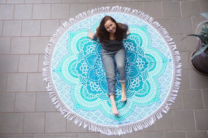 Mandala Tapestry - Teal Flower - Sparkle Rock Pop