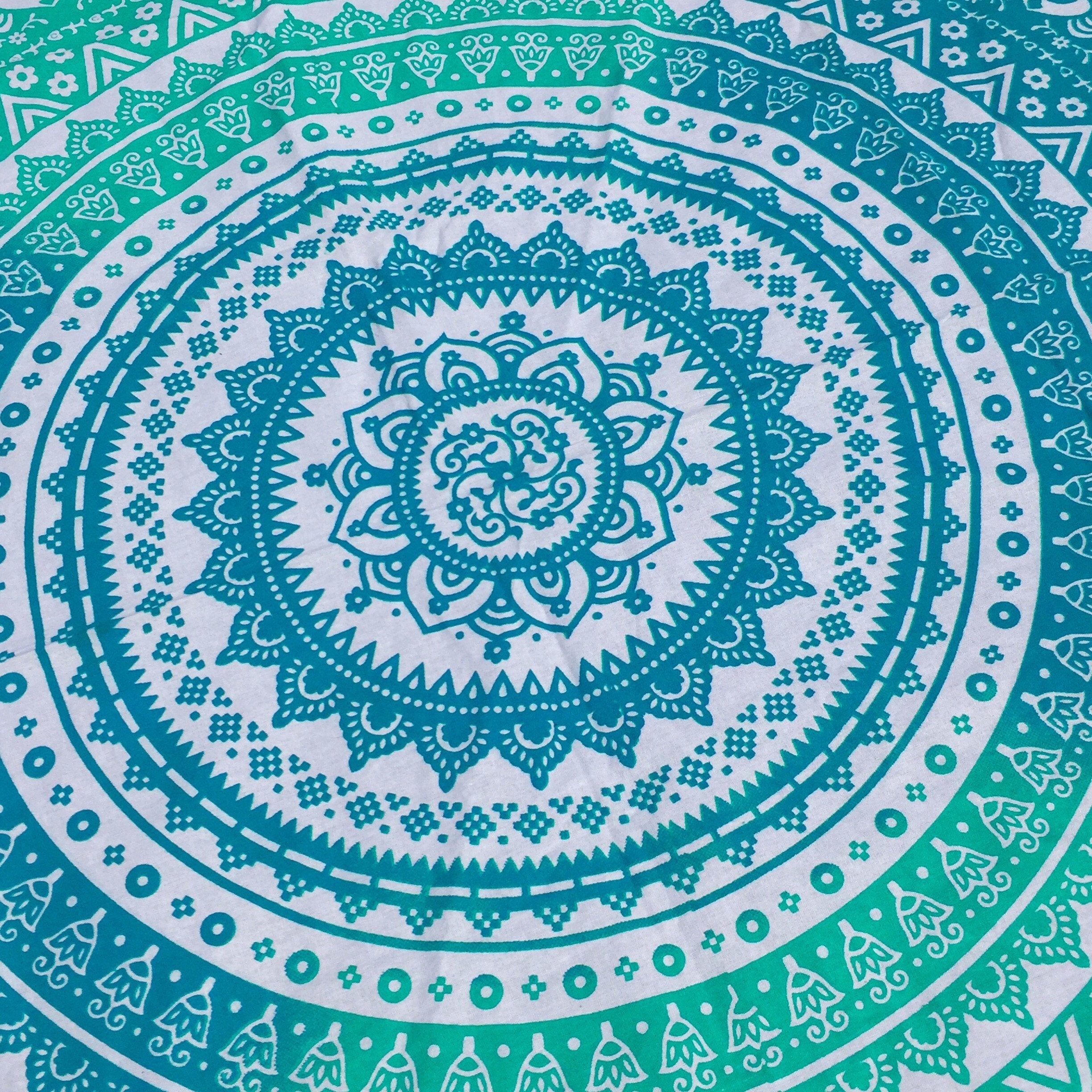Ombre Mandala Tapestry with Rainbow Pom Poms - Sparkle Rock Pop