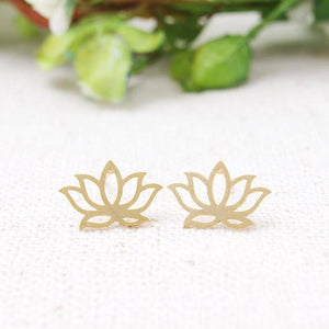 Lotus Silhouette Stud Earrings - Sparkle Rock Pop