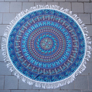 Mandala Tapestry - Blue Circle - Sparkle Rock Pop