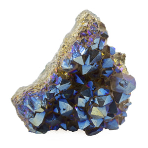 Cobalt Blue Aura Amethyst Crystal Cluster - Sparkle Rock Pop