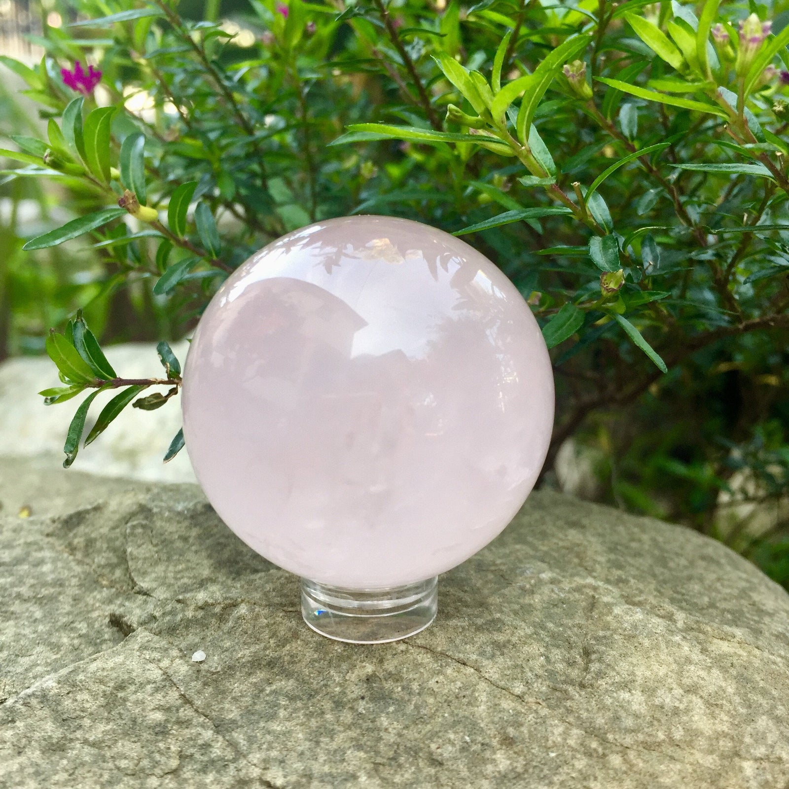 Rose Quartz Crystal Sphere - Sparkle Rock Pop